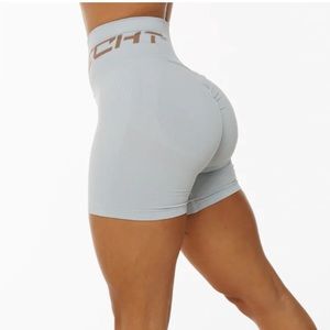 Large ECHT baby blue scrunch bottom shorts